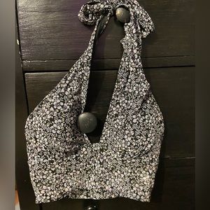 Small Hollister Mesh Cropped Floral Halter Top